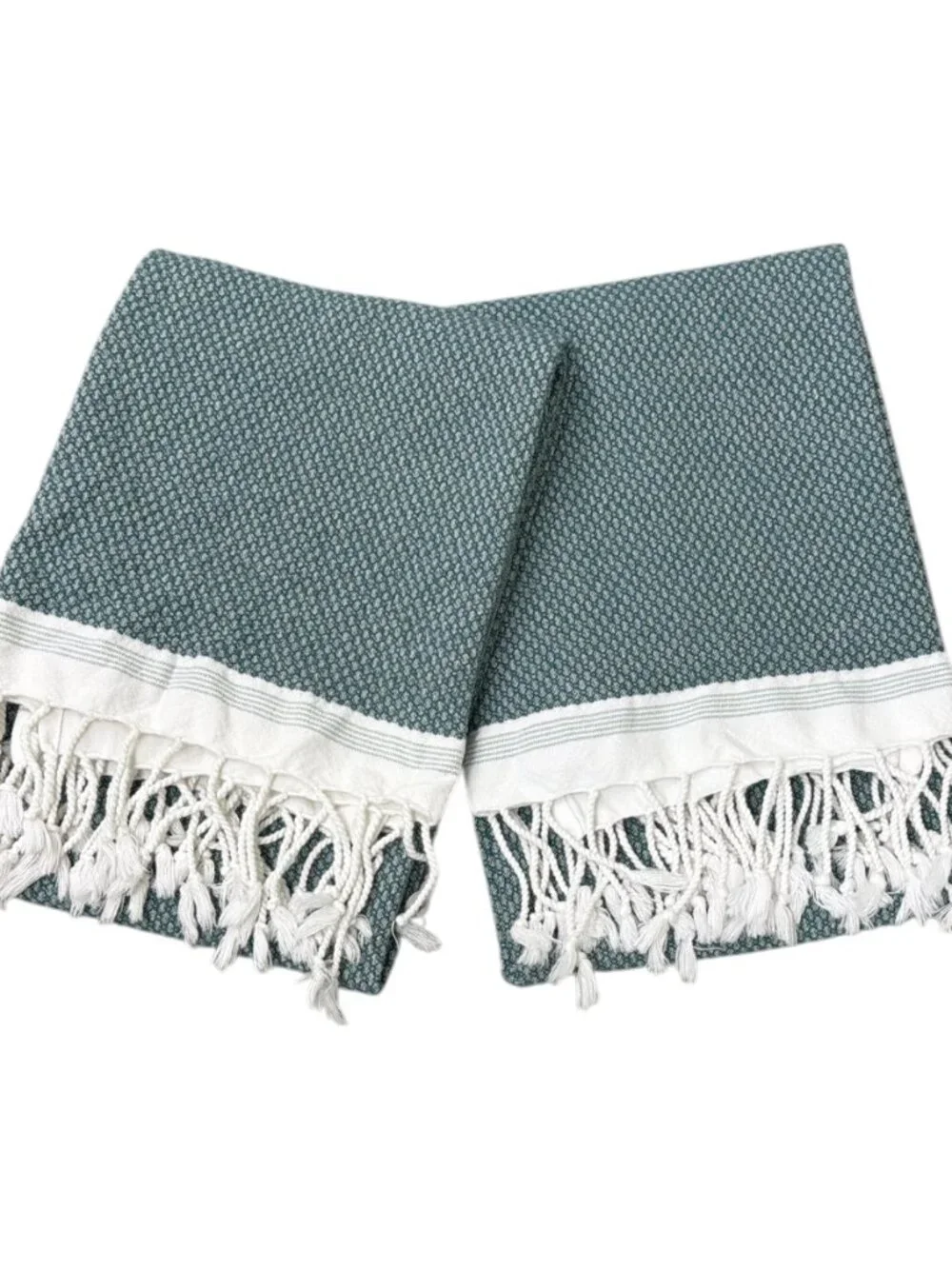 Coyuchi Mediterranean Organic Cotton Bath Towel Aquamarine Sea Spray Set 2 NWOT